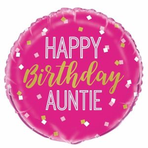 Foil Balloons |   Pink Happy Birthday Auntie 45Cm (18") Foil Balloon Balloons Foil Balloons