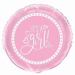 Foil Balloons |   Pink It’s A Girl 45.7Cm (18") Foil Balloon – Non Inflated Balloons Foil Balloons