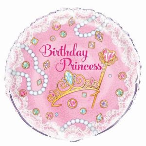 Foil Balloons |   Pink Princess "Birthday Princess" 45Cm (18") Foil Balloon – Non Inflated Balloons Foil Balloons