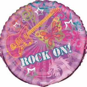 Foil Balloons |   Pink Rock On 18" 45.7Cm Round Foil Balloon – Non Inflated Balloons Foil Balloons