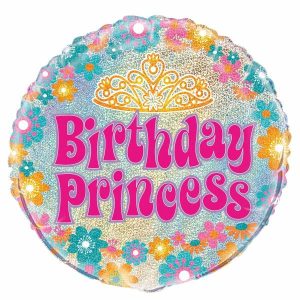 Foil Balloons |   Prismatic Birthday Princess 45.7Cm (18") Foil Balloon – Non Inflated Balloons Foil Balloons