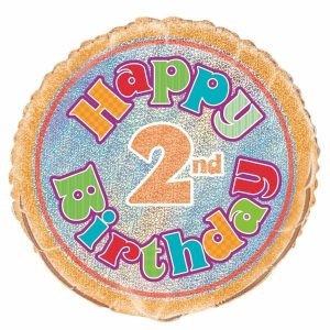 Foil Balloons |   Prismatic Happy 2Nd Birthday 45.7Cm (18") Foil Balloon – Non Inflated Balloons Foil Balloons