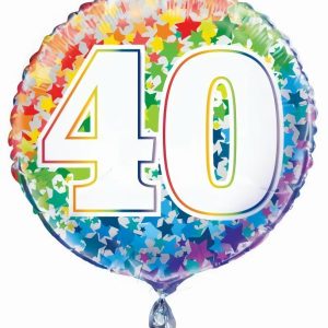 Foil Balloons |   Rainbow 40Th 45.7Cm (18") Foil Balloon – Non Inflated Balloons Foil Balloons