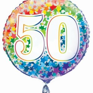 Foil Balloons |   Rainbow 50Th 45.7Cm (18") Foil Balloon – Non Inflated Balloons Foil Balloons