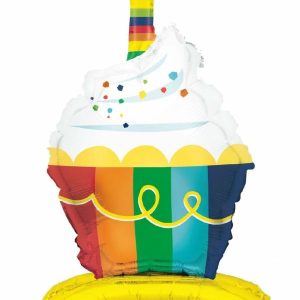 Foil Balloons |   Rainbow Cupcake Giant Standing Air Filled Foil Balloon 72.3Cm (28.5") Balloons Foil Balloons