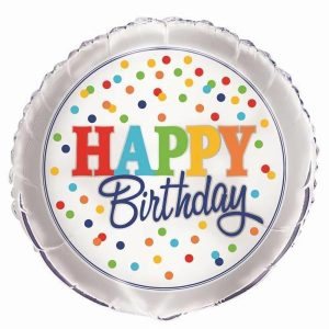 Foil Balloons |   Rainbow Polka Dot "Happy Birthday" 45Cm (18") Foil Balloon – Non Inflated Balloons Foil Balloons