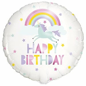 Foil Balloons |   Rainbow Unicorn Happy Birthday 45Cm (18") Foil Balloon – Non Inflated Balloons Foil Balloons