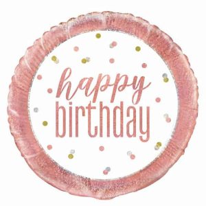 Foil Balloons |   Rose Gold "Happy Birthday" 45Cm (18") Foil Prismatic Balloon – Non Inflated Balloons Foil Balloons