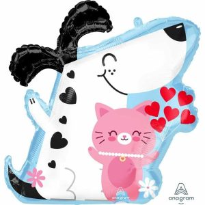 Foil Balloons |   Shape Crazy Love Dog & Cat – Non Inflated Balloons Foil Balloons