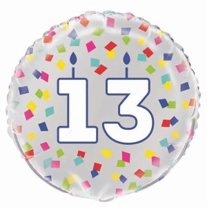 Foil Balloons |   Silver 13Th Colourful Confetti Themed 45.7Cm (18"’ Foil Balloon – Non Inflated Balloons Foil Balloons