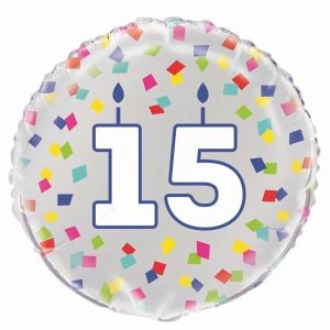 Foil Balloons |   Silver 15Th Colourful Confetti Themed 45.7Cm (18") Foil Balloon – Non Inflated Balloons Foil Balloons