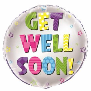 Foil Balloons |   Silver And Colourful Get Well Soon 45.7Cm (18") Foil Balloon – Non Inflated Balloons Foil Balloons