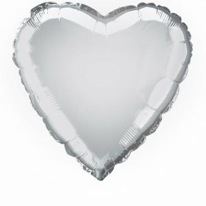 Foil Balloons |   Silver Heart 45.7Cm (18") Foil Balloon – Non Inflated Balloons Foil Balloons