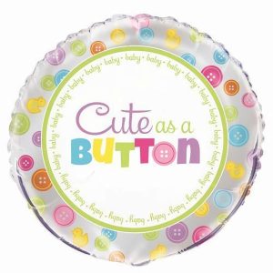 Foil Balloons |   Silver Rim Button Themed Cute As A Button 45.7Cm (18") Foil Balloon – Non Inflated Balloons Foil Balloons