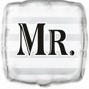 Foil Balloons |   Striped Black Letters Mr 45.7Cm (18") Foil Balloon – Non Inflated Balloons Foil Balloons