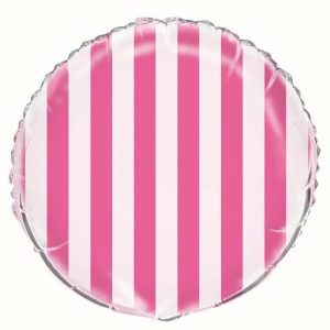 Foil Balloons |   Stripes Hot Pink 45Cm (18") Foil Balloons – Non Inflated Balloons Foil Balloons