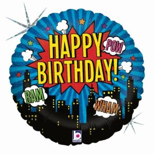 Foil Balloons |   Superhero Birthday 18" Round – Non Inflated Balloons Foil Balloons