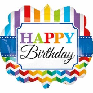 Foil Balloons |   Supershape Happy Birthday Bright Stripe & Chevron P35 Balloons Foil Balloons