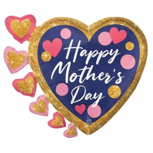 Foil Balloons |   Supershape Xl Happy Mother’s Day Navy, Pink & Glitter Dots P35 Balloons Foil Balloons