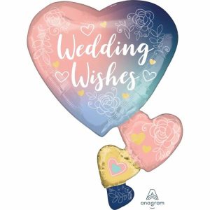 Foil Balloons |   Supershape Xl Twilight Lace Wedding Wishes Hearts P35 Balloons Foil Balloons