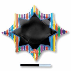 Foil Balloons |   Supershape Xl Write-On Burst Black Board Star P50 Balloons Foil Balloons