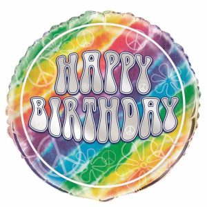 Foil Balloons |   Tie Dye Birthday 45Cm (18") Foil Balloon – Non Inflated Balloons Foil Balloons