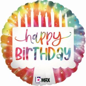 Foil Balloons |   Tie-Dye Cake Birthday 18" Round P1 Balloons Foil Balloons