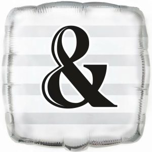 Foil Balloons |   White And Grey Striped Black Symbol & 45.7Cm (18") Foil Balloon – Non Inflated Balloons Foil Balloons