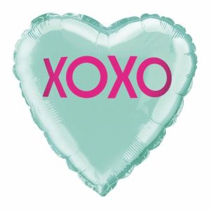 Foil Balloons |   Xoxo Teal Heart 45Cm (18") Foil Balloon – Non Inflated Balloons Foil Balloons