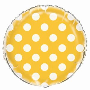 Foil Balloons |   Yellow And White 45.7 Cm (18") Polka Dot Helium Balloon – Non Inflated Balloons Foil Balloons