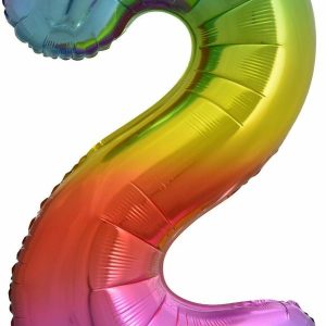 Giant Letters & Numbers |   Rainbow "2" Numeral Foil Balloon 86Cm (34") Balloons Giant Letters & Numbers