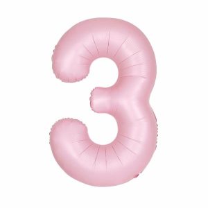 Giant Letters & Numbers |   Matte Lovely Pink "3" Numeral Foil Balloon 86Cm (34") Balloons Foil Balloons