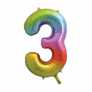 Giant Letters & Numbers |   Rainbow "3" Numeral Foil Balloon 86Cm (34") Balloons Giant Letters & Numbers