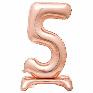 Giant Letters & Numbers |   Rose Gold "5" Giant Standing Air Filled Numeral Foil Balloon 76.2Cm (30") Balloons Giant Letters & Numbers