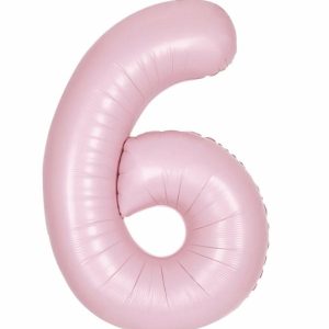 Giant Letters & Numbers |   Matte Lovely Pink "6" Numeral Foil Balloon 86Cm (34") Balloons Foil Balloons