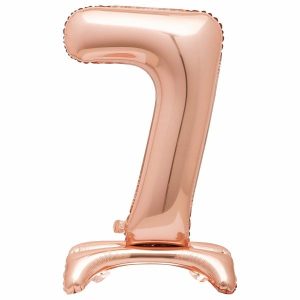 Giant Letters & Numbers |   Rose Gold "7" Giant Standing Air Filled Numeral Foil Balloon 76.2Cm (30") Balloons Giant Letters & Numbers