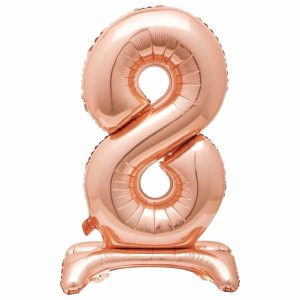 Giant Letters & Numbers |   Rose Gold "8" Giant Standing Air Filled Numeral Foil Balloon 76.2Cm (30") Balloons Giant Letters & Numbers