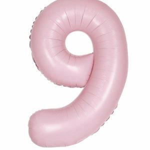 Giant Letters & Numbers |   Matte Lovely Pink "9" Numeral Foil Balloon 86Cm (34") Balloons Foil Balloons