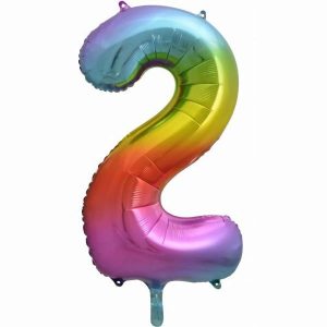 Giant Letters & Numbers |   34Inch Decrotex Foil Balloon Num Rainbow Splash #2 Shaped P1 – Non Inflated Balloons Foil Balloons