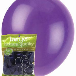 Latex Balloons |   25Pk Large Metallic Purple 30Cm Round Latex Balloons Balloons Latex Balloons