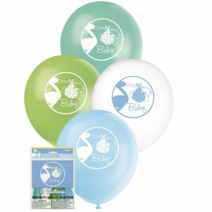 Latex Balloons |   Baby Boy Stork 8 X 30Cm (12") Printed Latex Balloons Balloons Latex Balloons