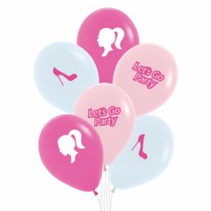 Latex Balloons |   Pick-A-Bunch Barbie Pretty In Pink 30Cm Pink/White 6Pk Balloons Latex Balloons