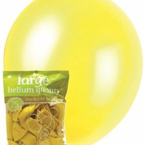 Latex Balloons |   Yellow – 25 X 30Cm (12") Metallic Balloons Balloons Latex Balloons