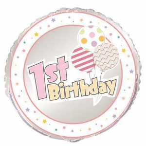 Milestone Balloons |   1St Birthday Girl 45Cm (18") Foil Balloon – Non Inflated Balloons Foil Balloons