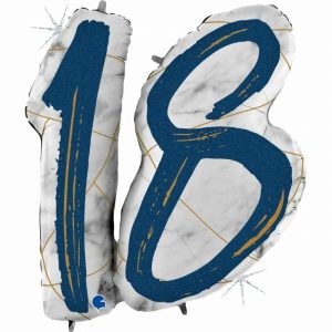 Milestone Balloons |   36" Double Digit Marble Mate Blue #18 Shape – Non Inflated Balloons Foil Balloons