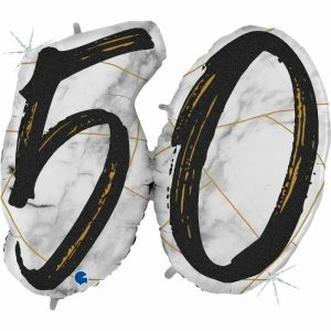 Milestone Balloons |   36Inch Double Digit Marble Mate Black #50 Balloons Foil Balloons