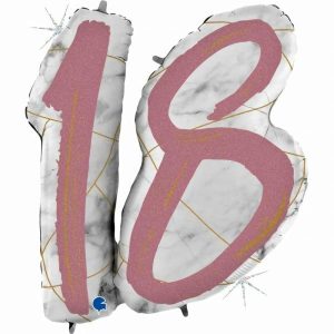 Milestone Balloons |   36Inch Double Digit Marble Mate Rose Gold #18 Balloons Foil Balloons