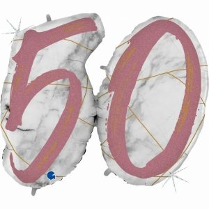 Milestone Balloons |   36Inch Double Digit Marble Mate Rose Gold #50 Balloons Foil Balloons