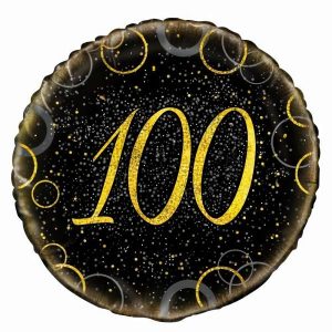 Milestone Balloons |   Glitz Gold 100Th 45.7Cm (18") Foil Balloon – Non Inflated Balloons Foil Balloons