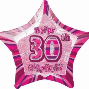 Milestone Balloons |   Glitz Pink 30Th Birthday Star 50Cm (20") Foil Balloon Packaged – Non Inflated Balloons Foil Balloons